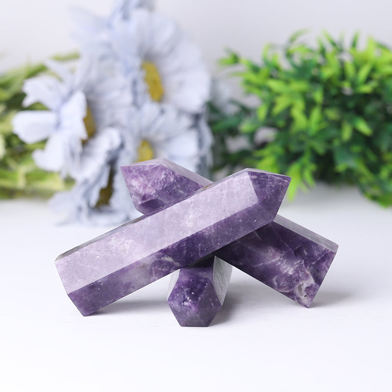 Lepidolite Purple Crystal Point 2.5-4.5 Inch Healing Decor