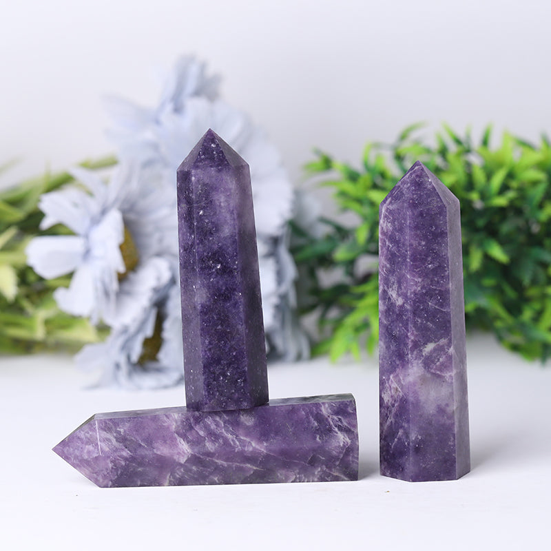 Lepidolite Purple Crystal Point 2.5-4.5 Inch Healing Decor