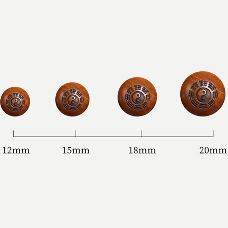 Lightning Struck Jujube Wood Yin Yang Bracelet for Protection