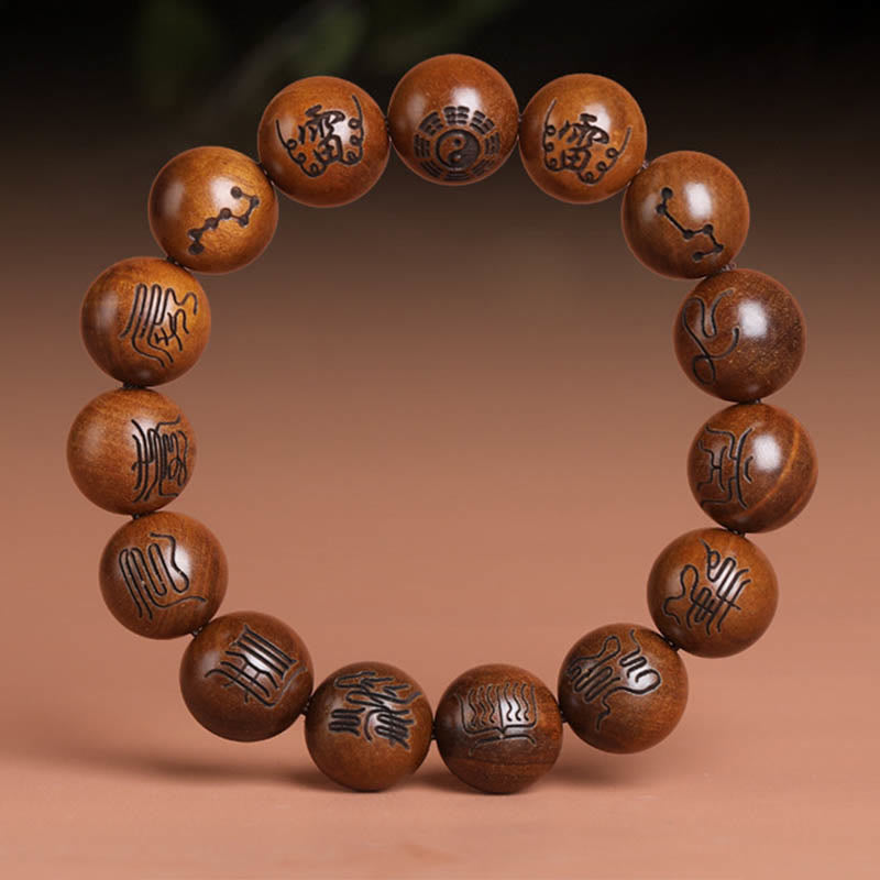 Lightning Struck Jujube Wood Yin Yang Bracelet for Protection