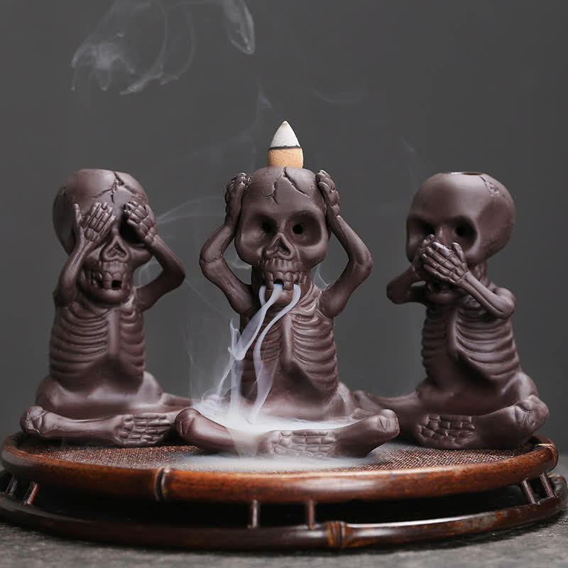 Little Ghost Purple Clay Backflow Incense Burner Peace Decor