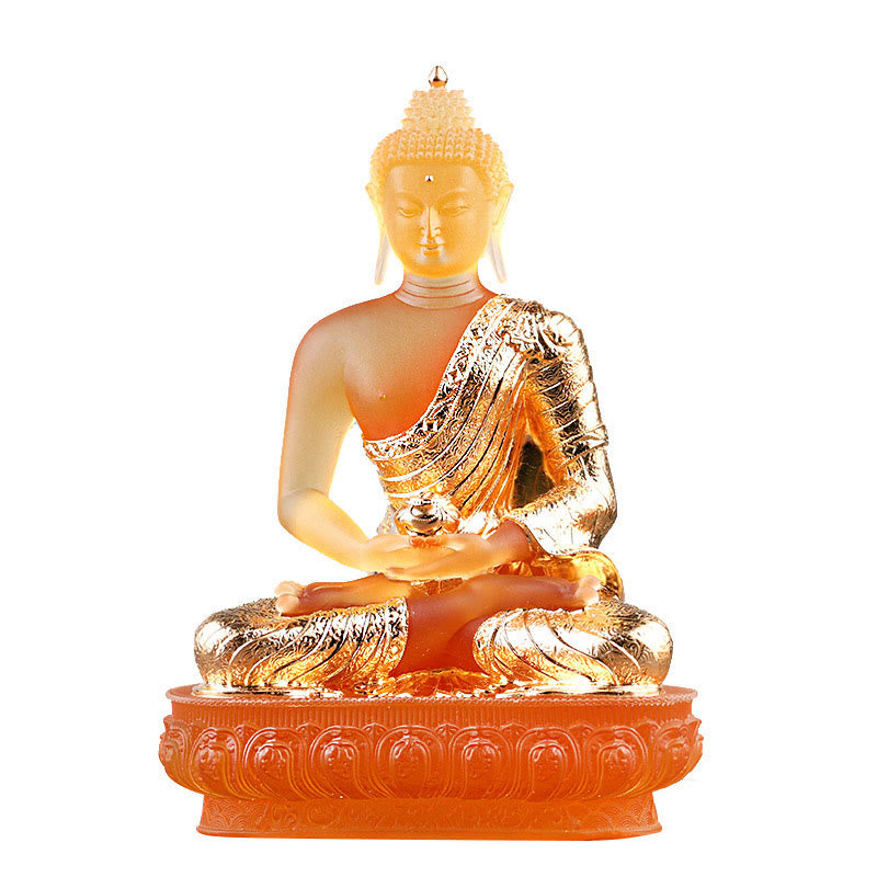 Liuli Buddha Statue Serenity Figurine 15cm Feng Shui Art