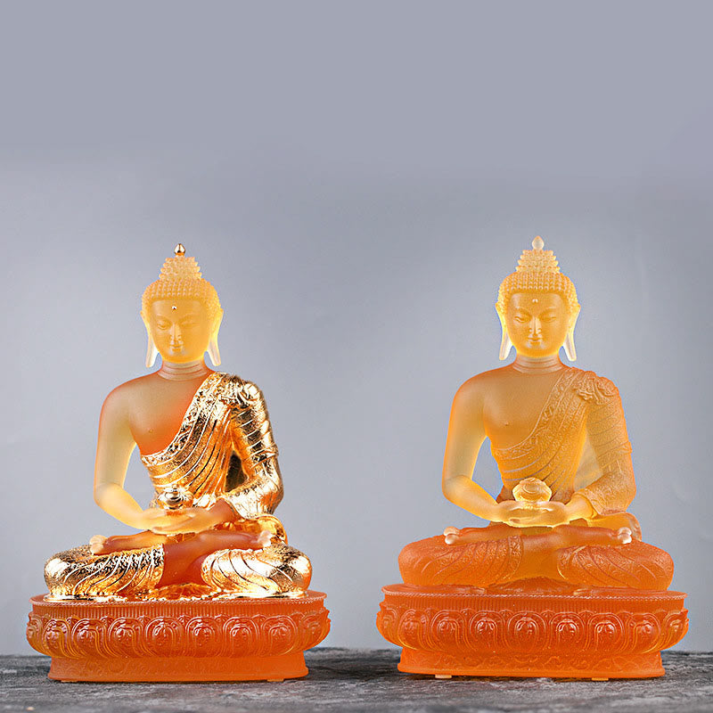 Liuli Buddha Statue Serenity Figurine 15cm Feng Shui Art
