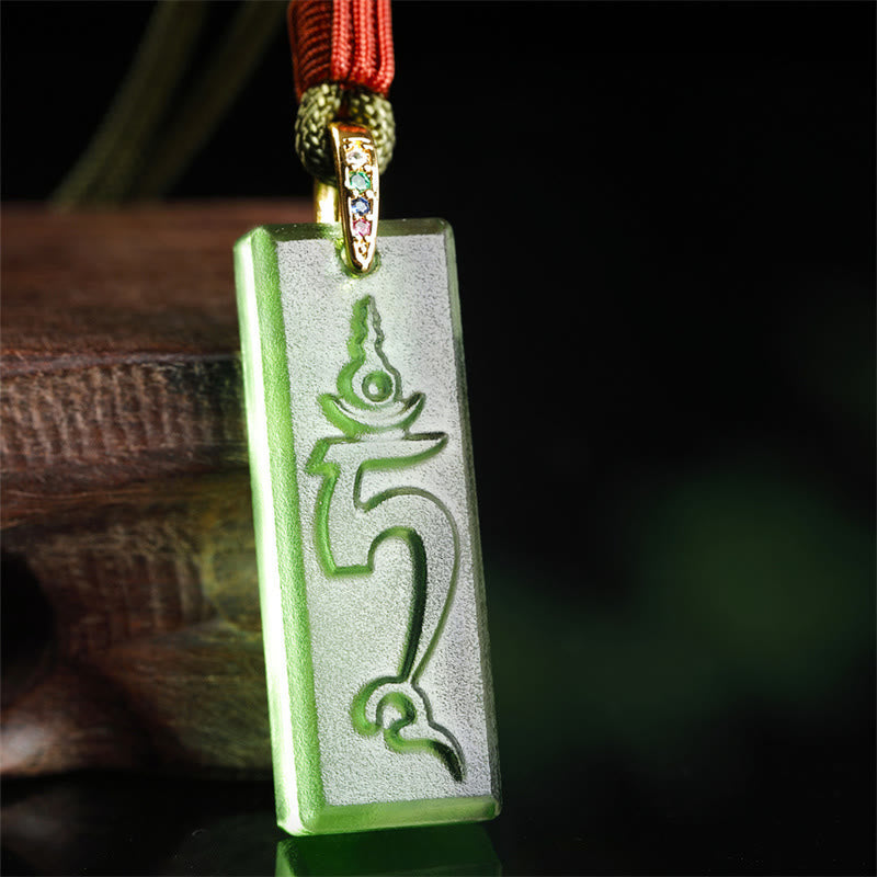 Liuli Crystal Buddha Necklace with Green Tara or Medicine Buddha Pendant