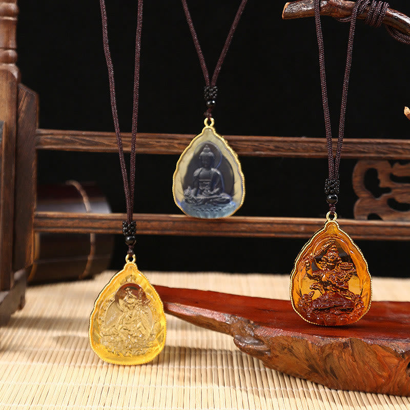 Liuli Crystal Buddha Necklace Pendant for Serenity & Luck