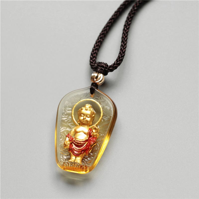 Liuli Crystal Buddha Pendant for Serenity & Mindfulness