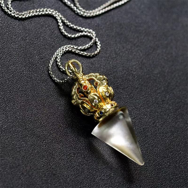 Liuli Crystal Dorje Vajra Spiritual Strength Necklace