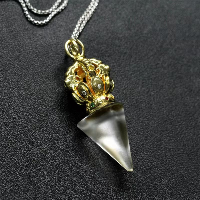 Liuli Crystal Dorje Vajra Spiritual Strength Necklace