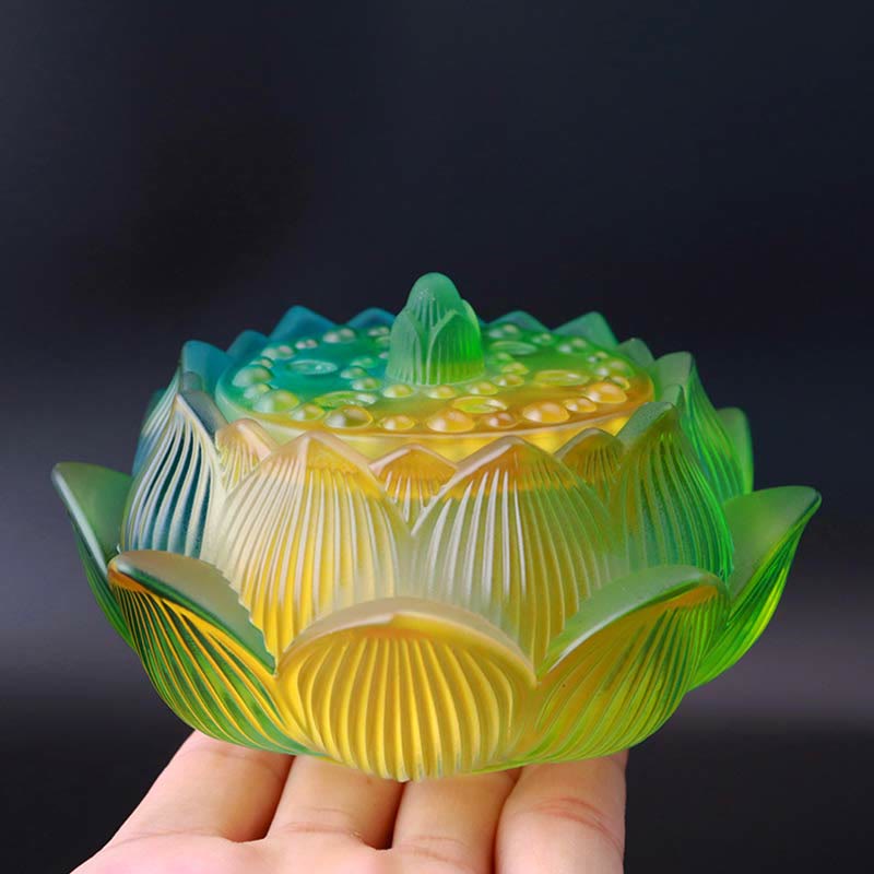 Liuli Crystal Lotus Incense Burner for Meditation and Healing