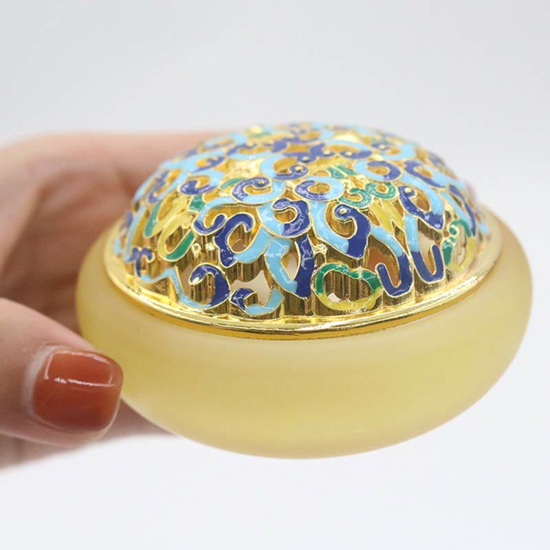 Liuli Crystal Lotus Incense Burner for Meditation and Healing