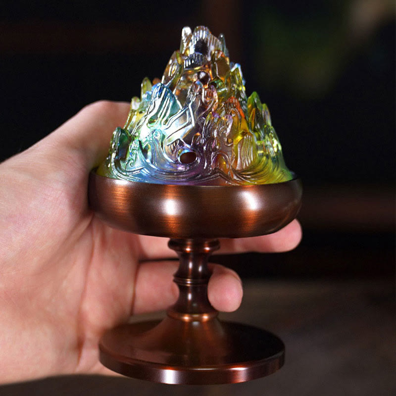 Liuli Crystal Mountain Incense Burner for Meditation and Healing