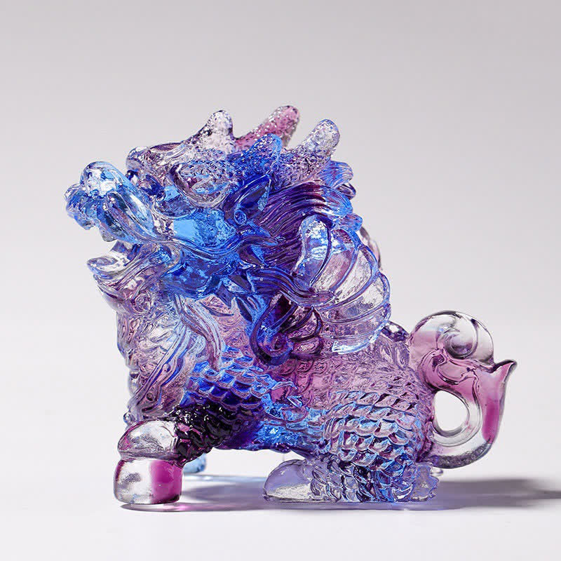 Liuli Feng Shui Kirin Crystal Art Piece for Zen Decor