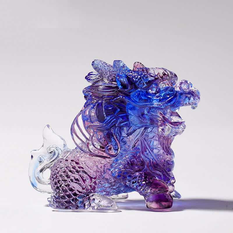 Liuli Feng Shui Kirin Crystal Art Piece for Zen Decor