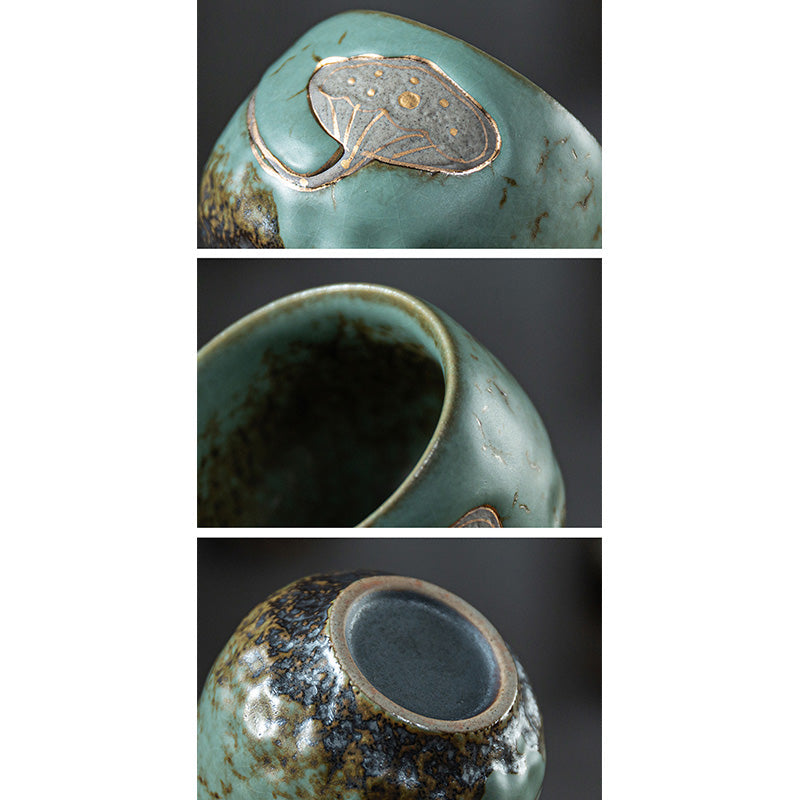 Lotus Pod Engraved Ceramic Teacup 155ml Mindfulness