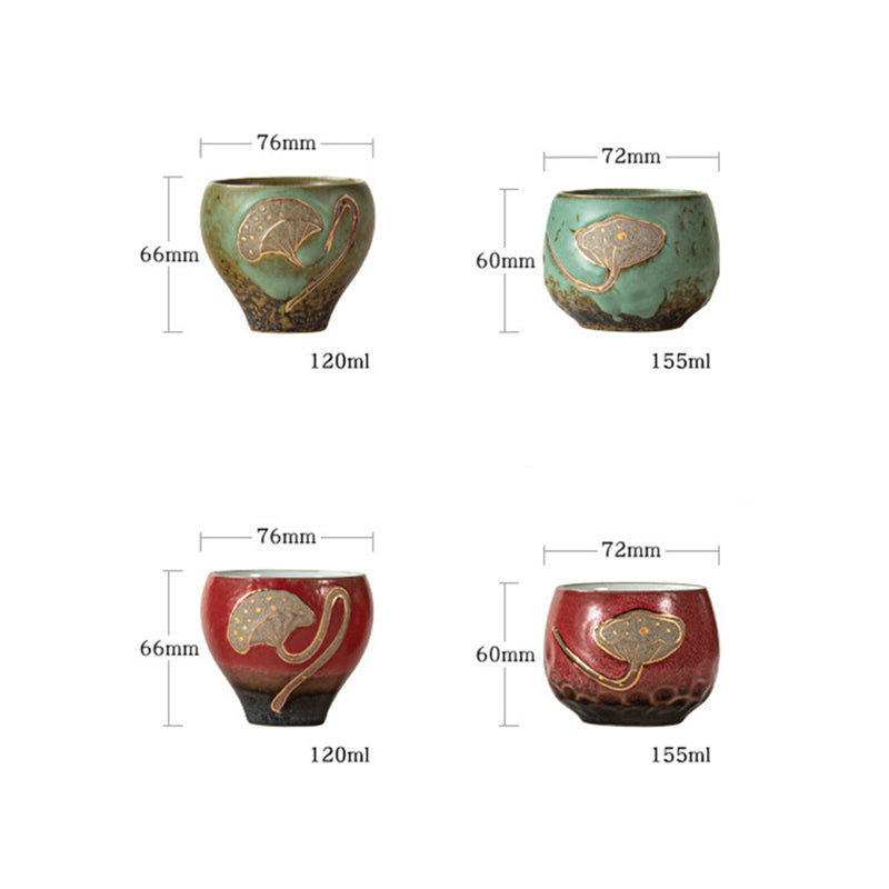 Lotus Pod Engraved Ceramic Teacup 155ml Mindfulness