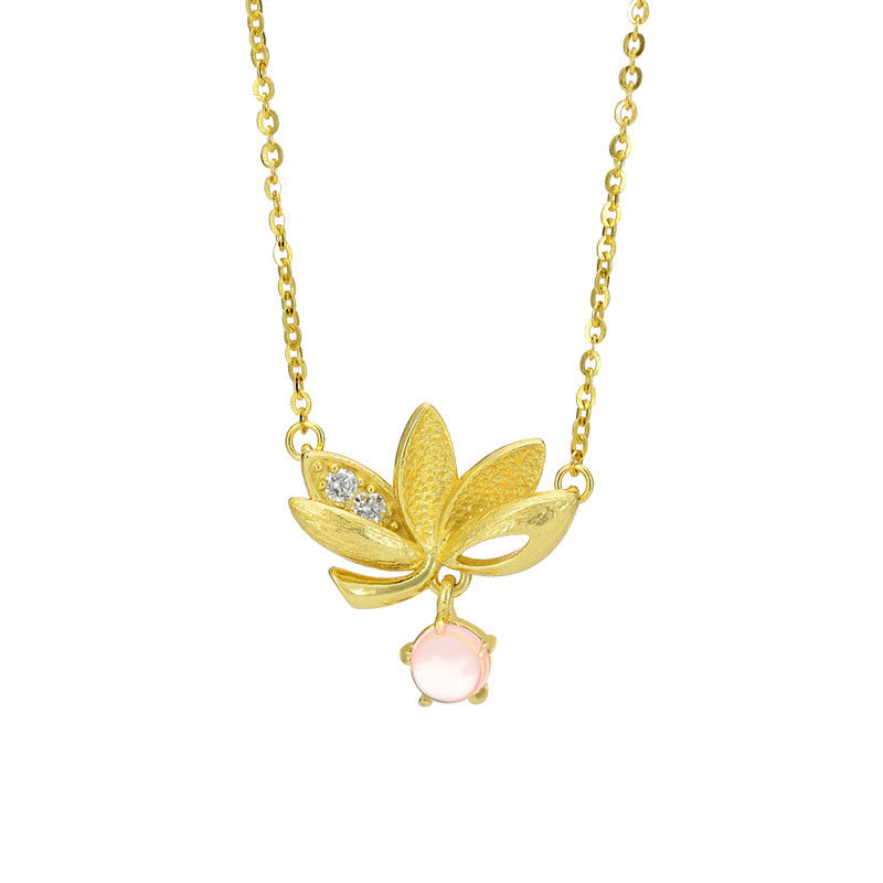 Lotus & Rose Quartz Necklace for Protection