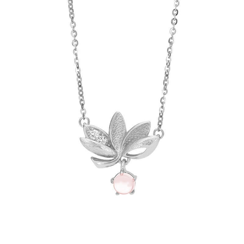 Lotus & Rose Quartz Necklace for Protection