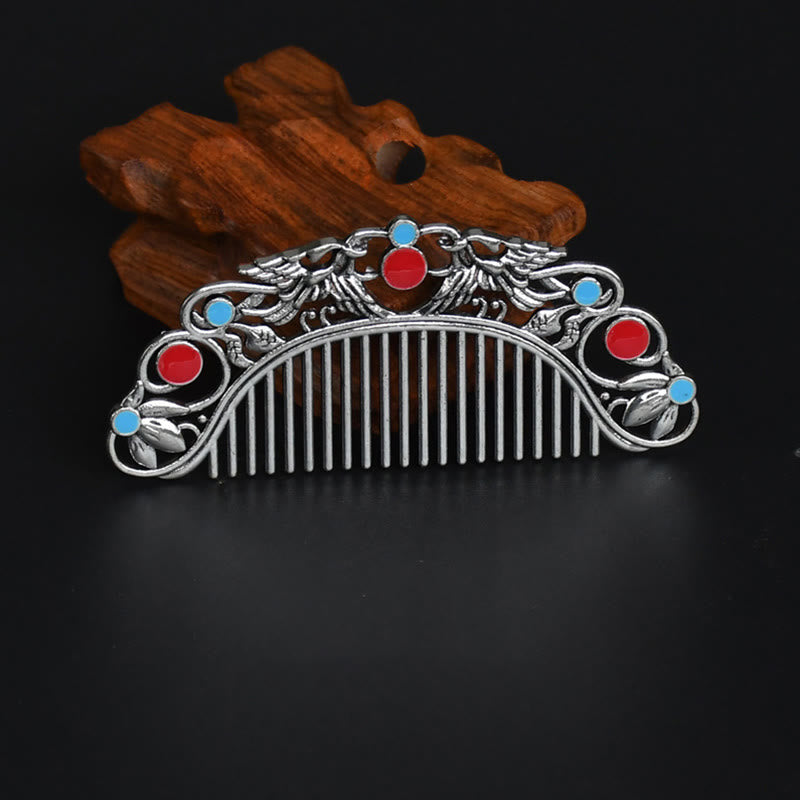 Lucky Dragon Phoenix Gold Alloy Comb for Protection & Strength