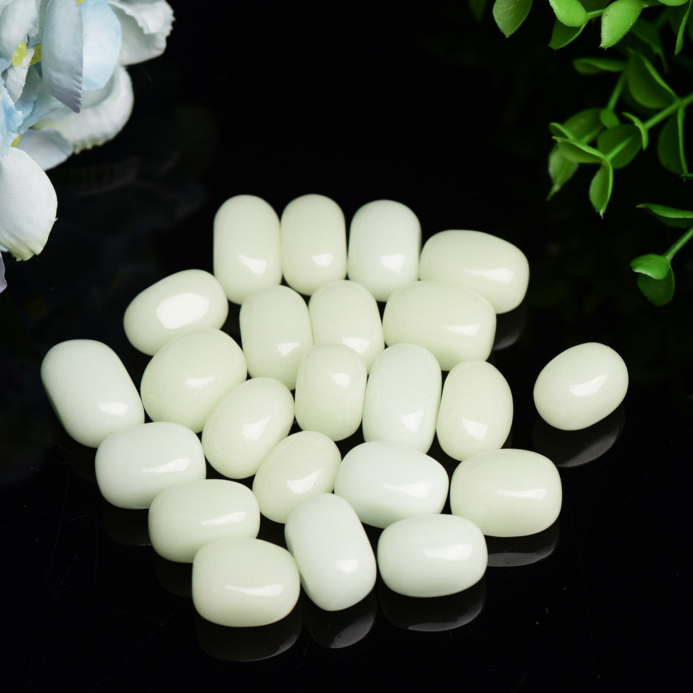 Luminous Light Green Tumbled Healing Stones, 2cm Size