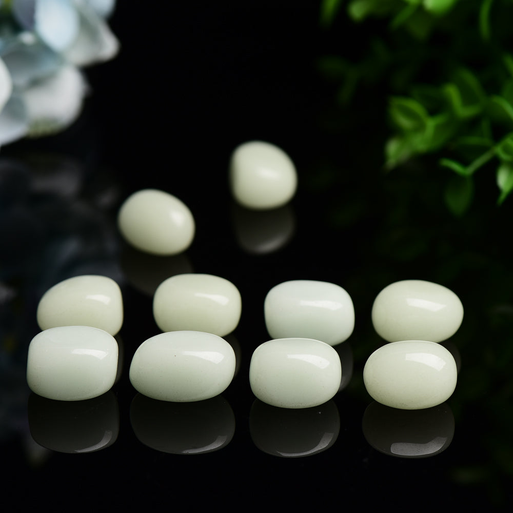 Luminous Light Green Tumbled Healing Stones, 2cm Size