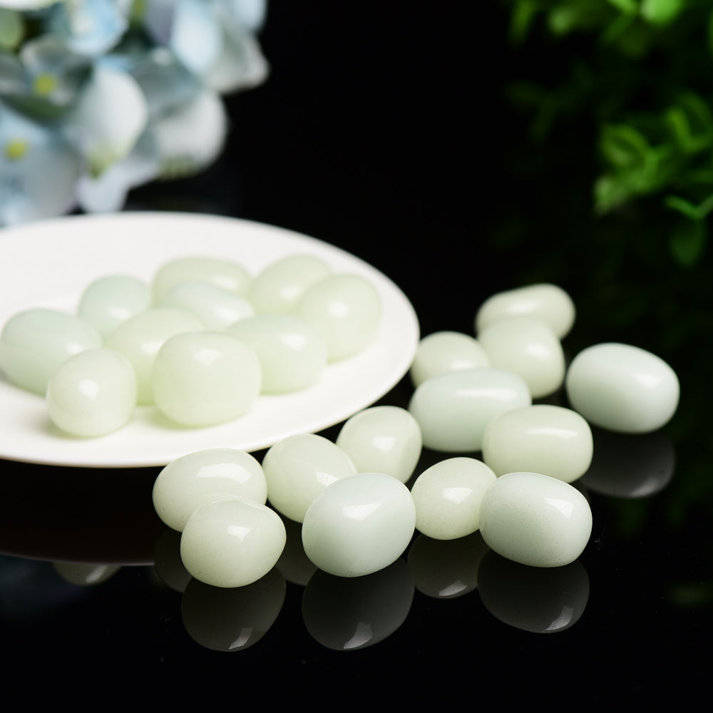Luminous Light Green Tumbled Healing Stones, 2cm Size