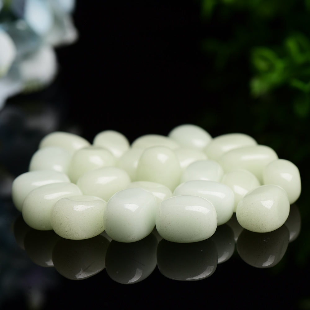 Luminous Light Green Tumbled Healing Stones, 2cm Size