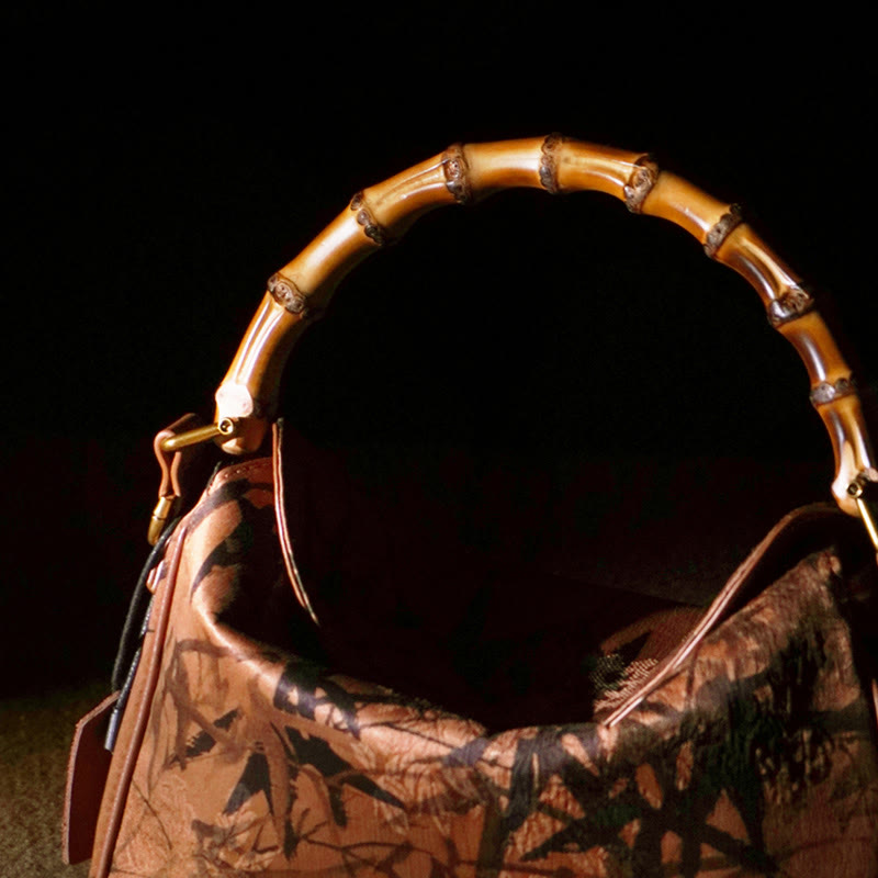 Lush Bamboo Handle Xiangyunsha Silk Crossbody Bag