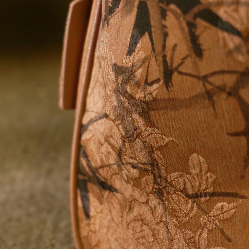 Lush Bamboo Handle Xiangyunsha Silk Crossbody Bag