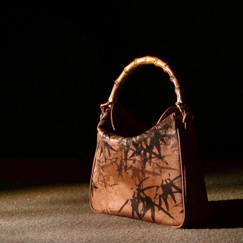 Lush Bamboo Handle Xiangyunsha Silk Crossbody Bag
