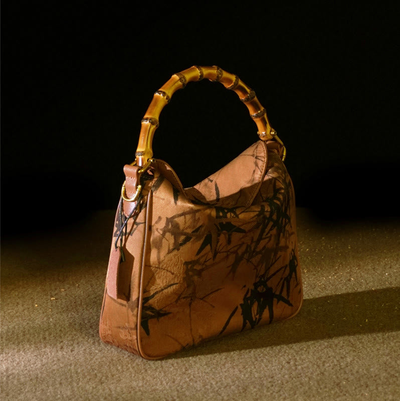 Lush Bamboo Handle Xiangyunsha Silk Crossbody Bag