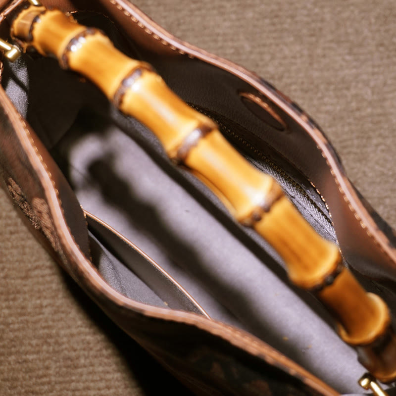 Lush Bamboo Handle Xiangyunsha Silk Crossbody Bag