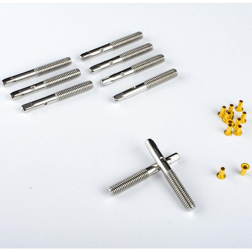 Metal threaded rods with chrome plating and yellow fasteners for Lyre Harp Instrument