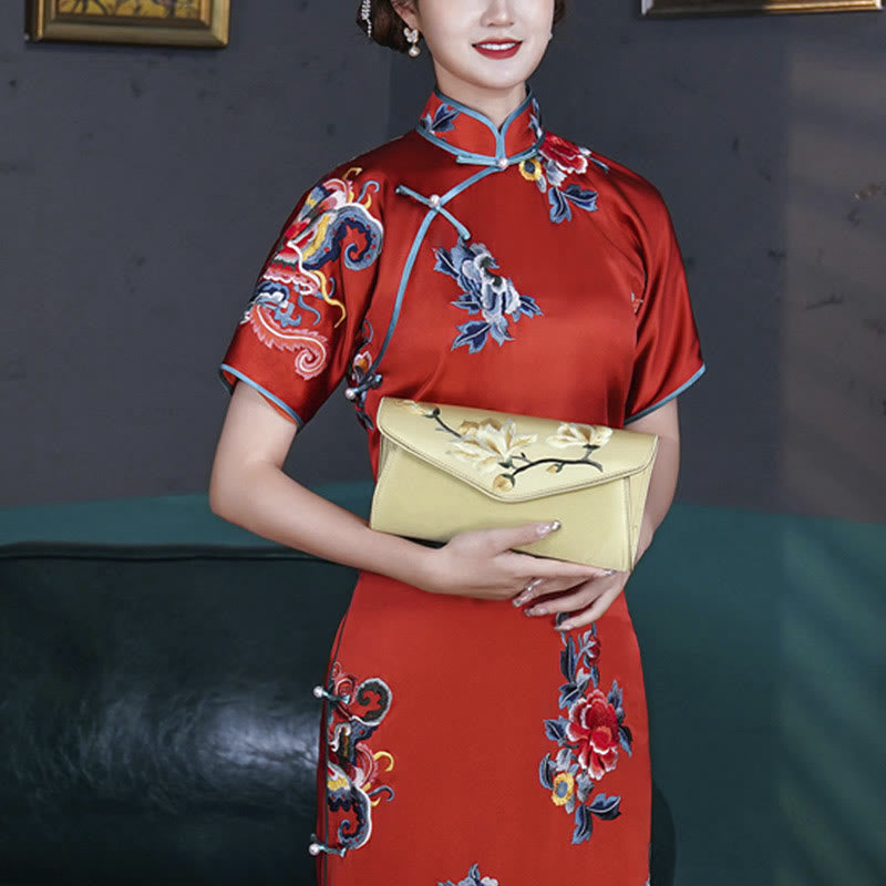 Magnolia Su Embroidered Medium Bag for Spiritual Elegance