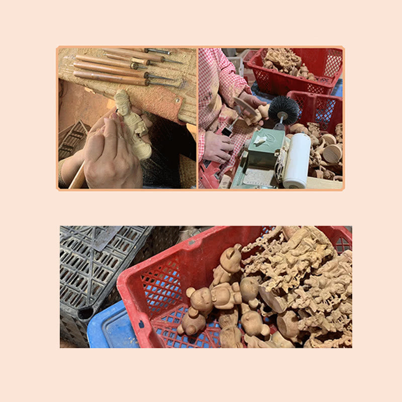 Mahasthamaprapta Bodhisattva Thuja Wood Optimistic Buddha Statue