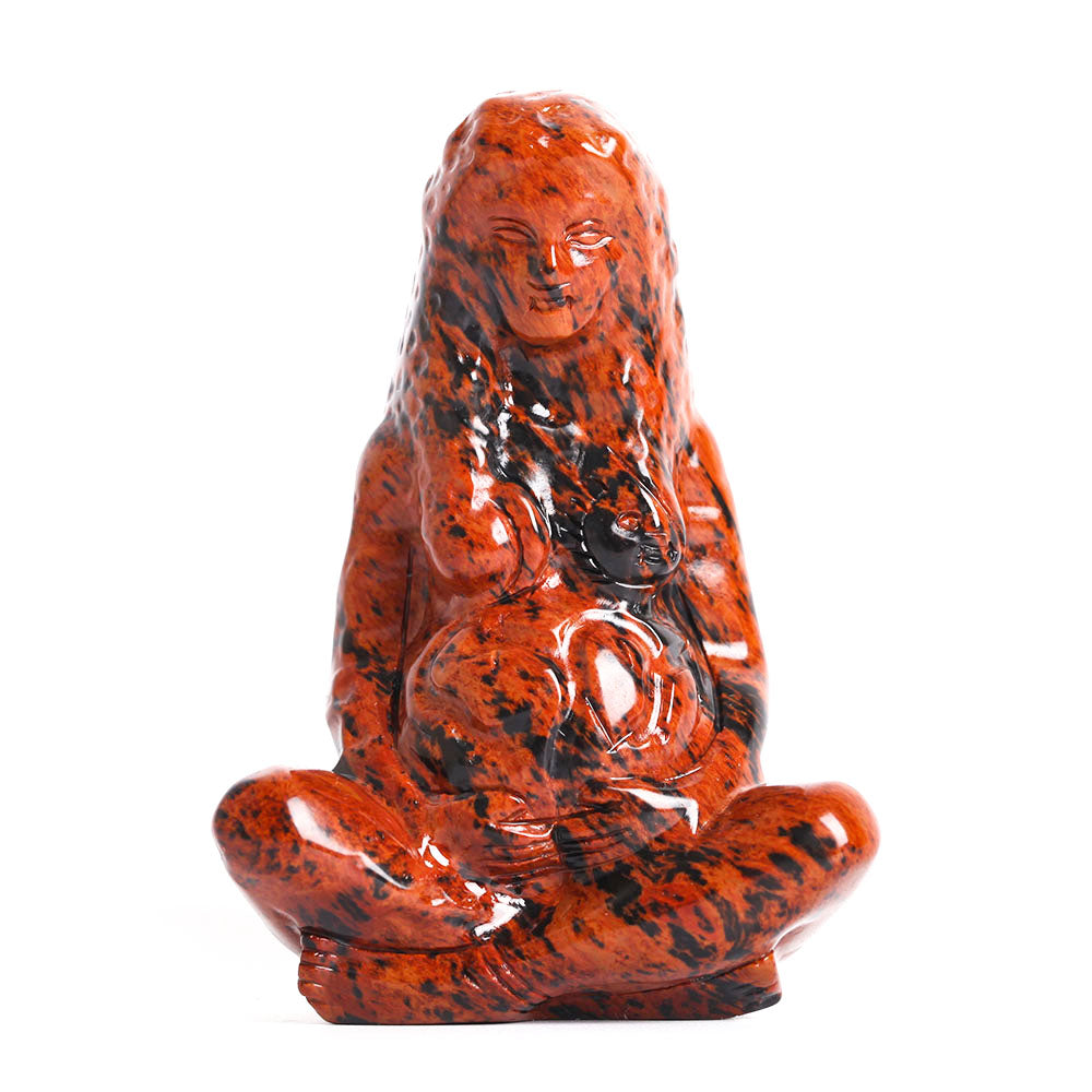 Mahogany Earth Mother Goddess Crystal Carving Statue 3.12"