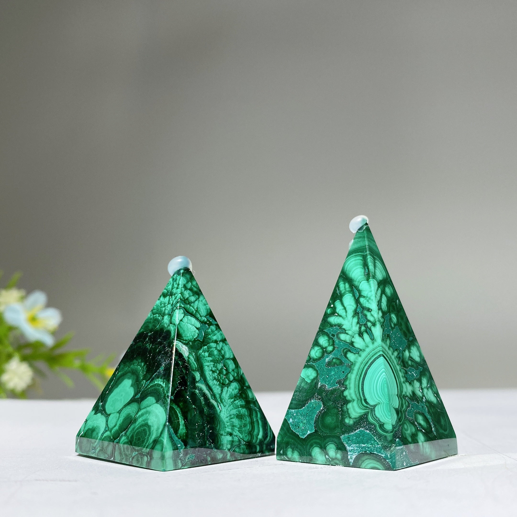Malachite Crystal Pyramid Carving 1.4-2.0 inch Healing Gem