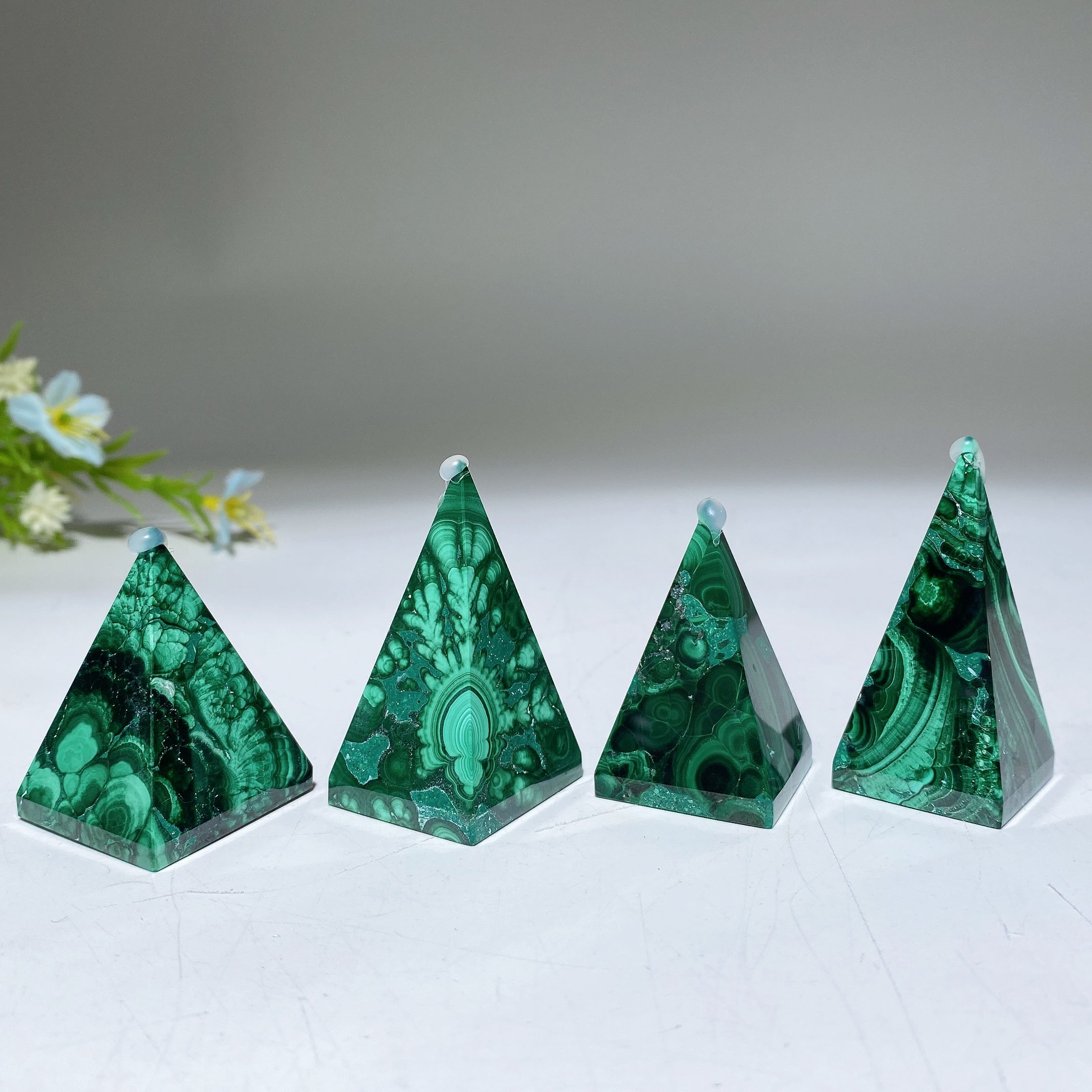Malachite Crystal Pyramid Carving 1.4-2.0 inch Healing Gem