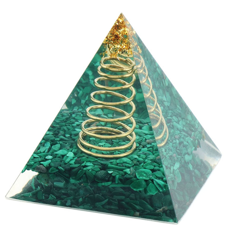 Malachite Spring Orgonite Pyramid for Harmony
