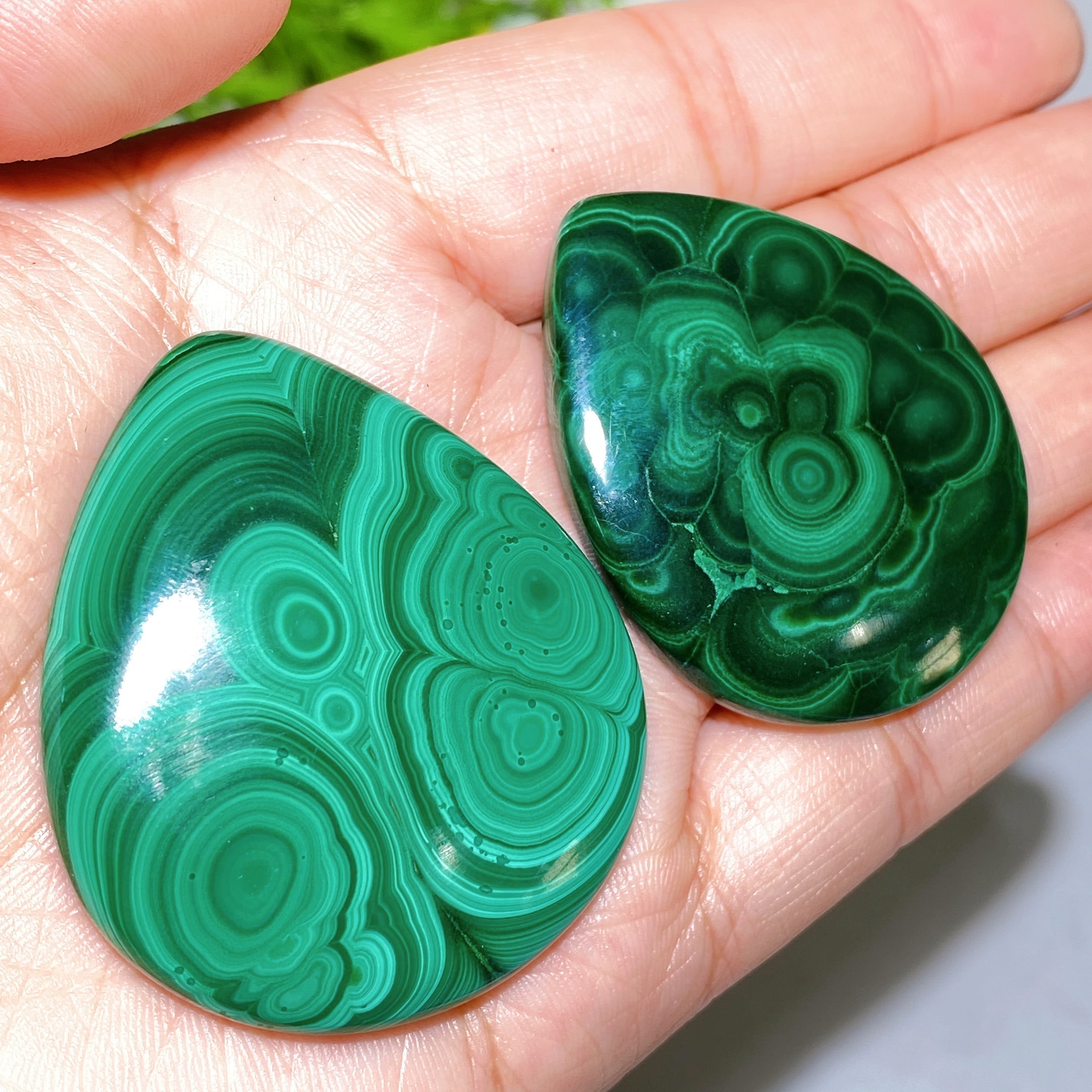 Malachite Water-Drop Cabochon 1.6-2.2 inch Crystal Healing