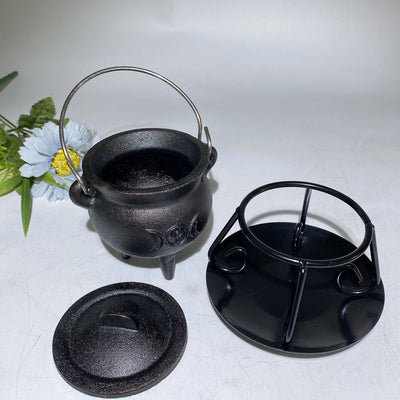 Matte Black Metal Incense Burner with Stand 3.7x4.1 in