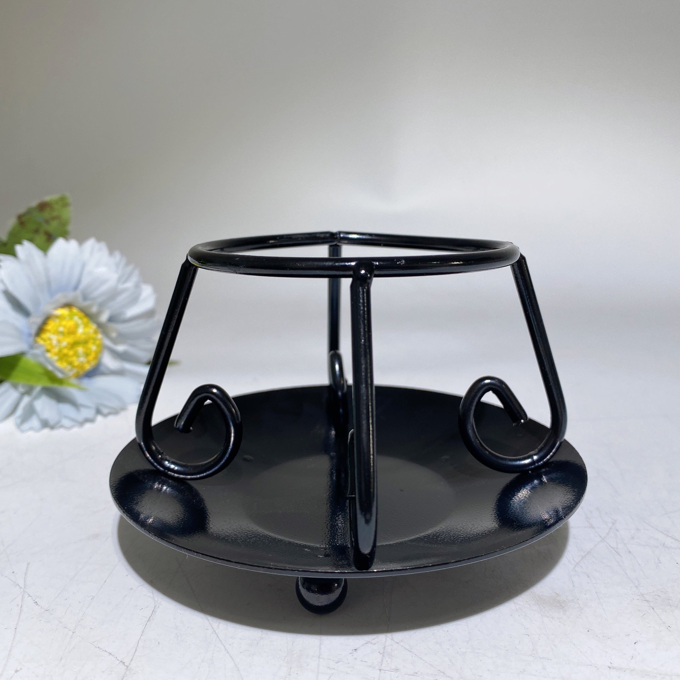 Matte Black Metal Incense Burner with Stand 3.7x4.1 in