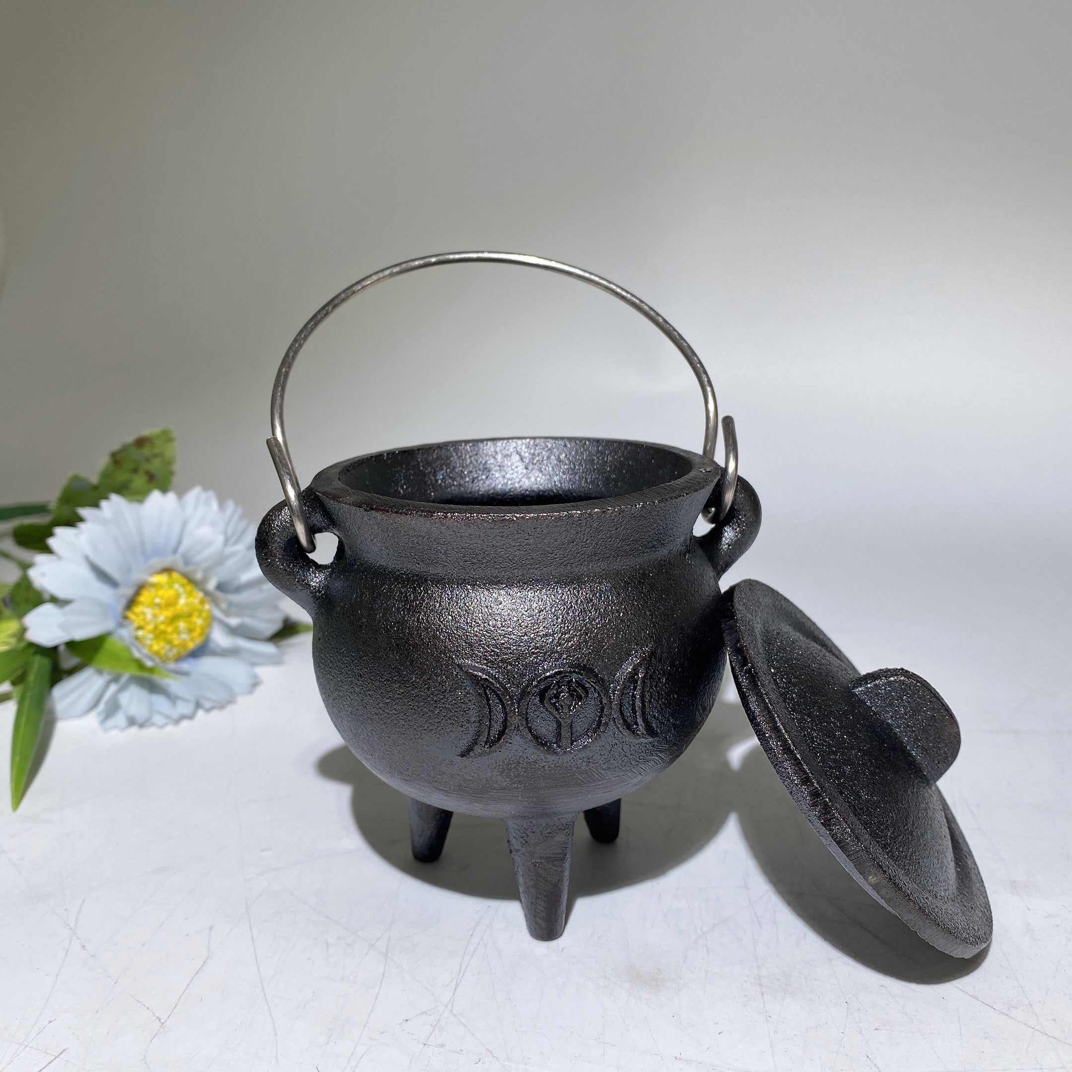 Matte Black Metal Incense Burner with Stand 3.7x4.1 in