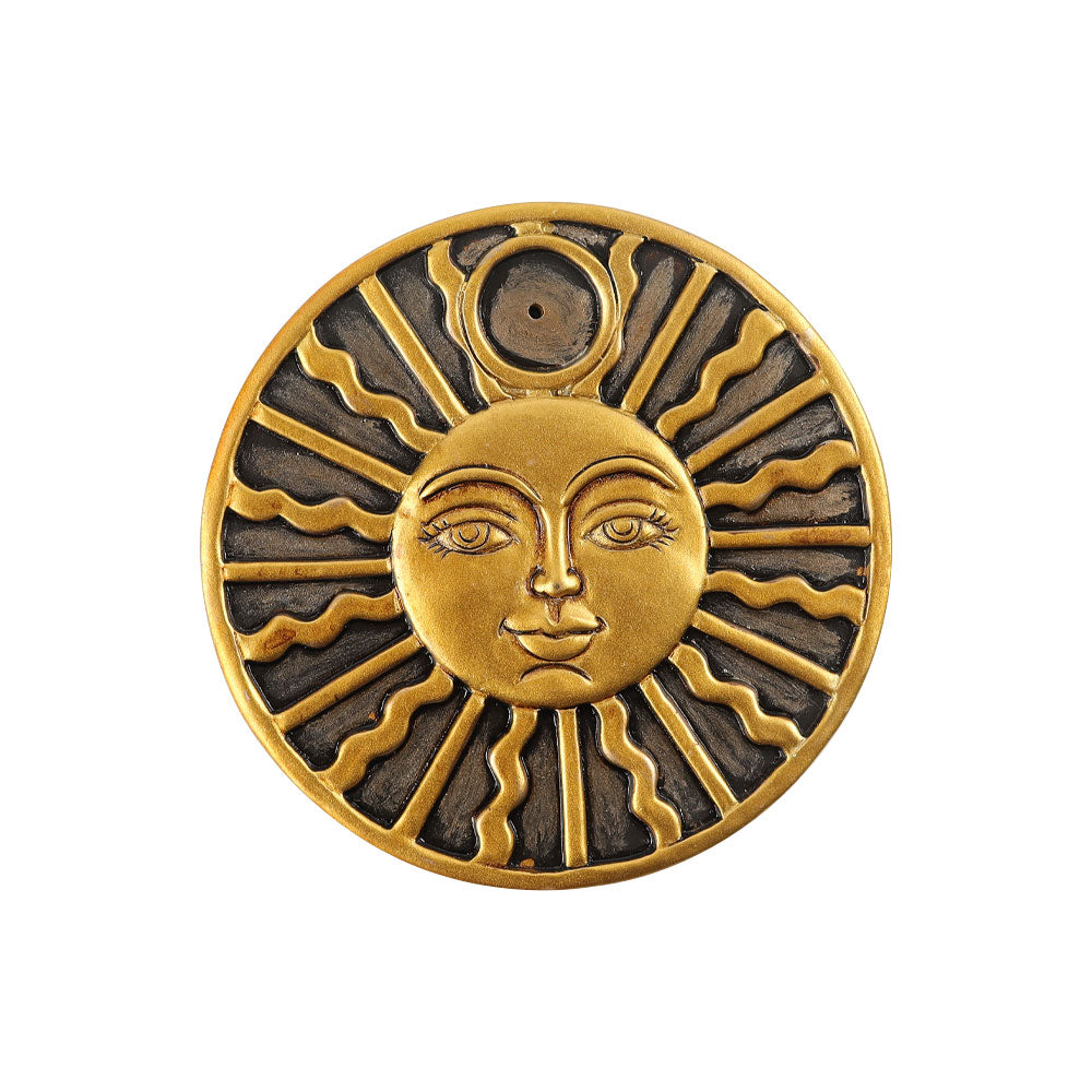 Matte Resin Sun Face Incense Burner Plate 11cm