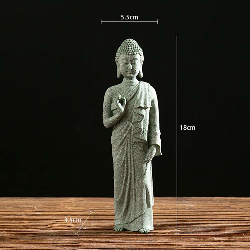 Meditation Buddha Statue Green Sandstone Serenity Symbol