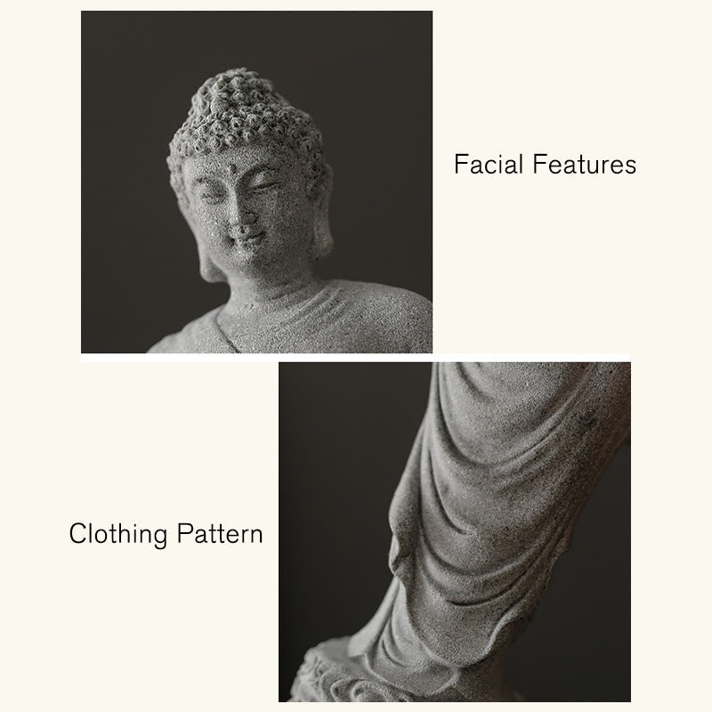 Meditation Buddha Statue Sandstone 6x6x20cm for Serenity Home