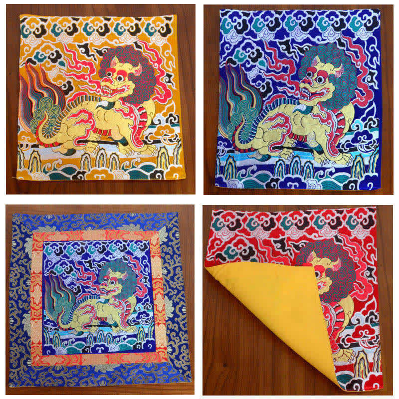 Meditation Prayer Altar Mat with Fengshui Kirin Symbol