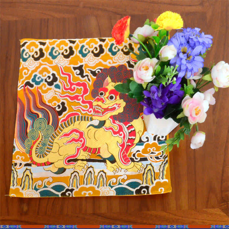 Meditation Prayer Altar Mat with Fengshui Kirin Symbol