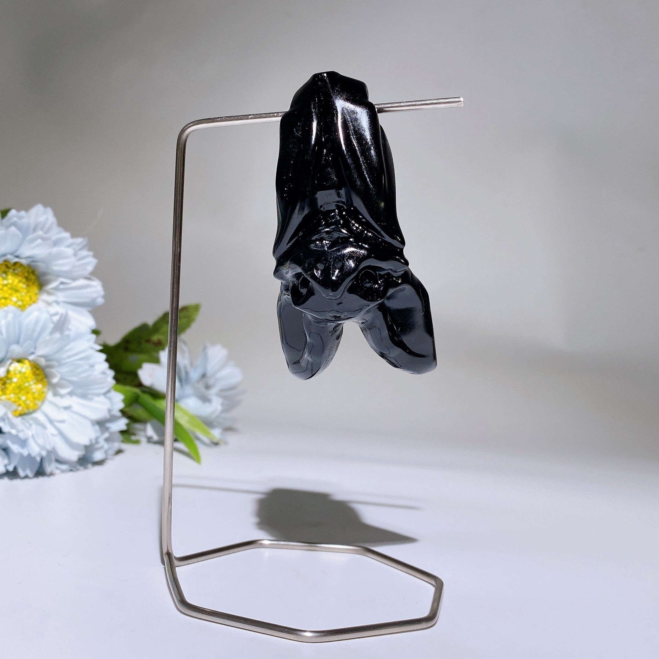 Medium Crystal Bat Carving With Stand Natural Gemstone Display