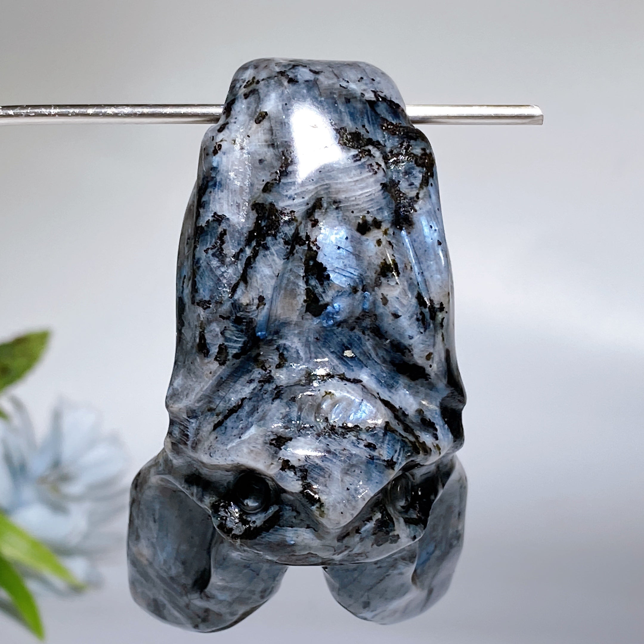 Medium Crystal Bat Carving With Stand Natural Gemstone Display