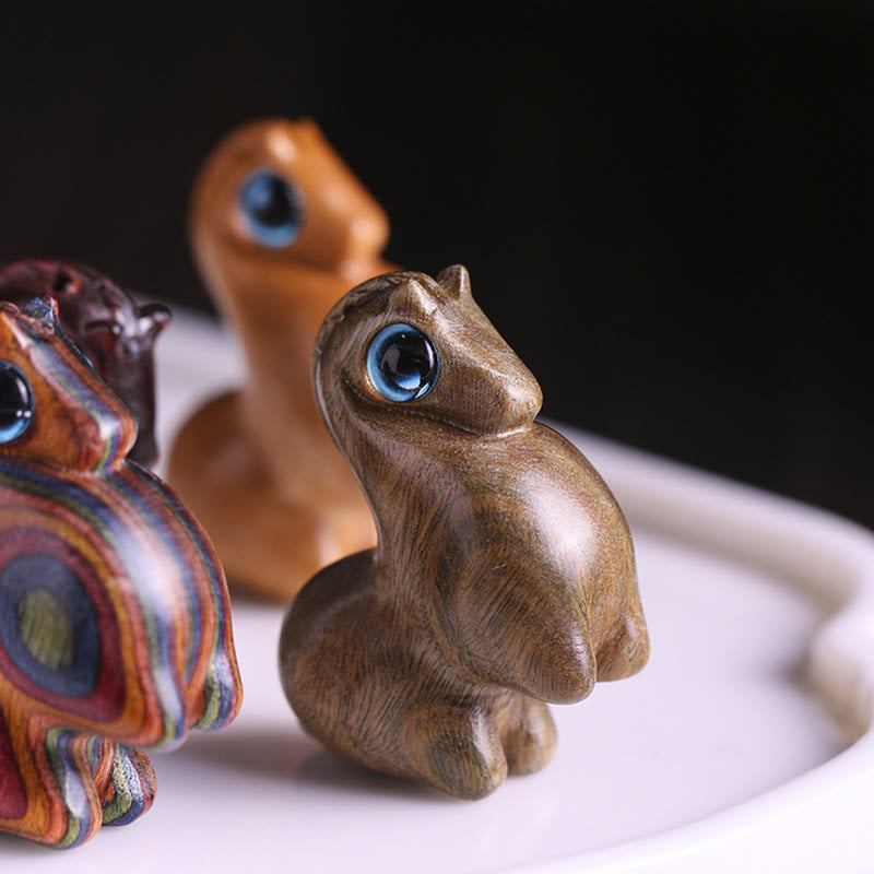 Medium Small Leaf Red Sandalwood Lucky Mini Horse Protection Figurine